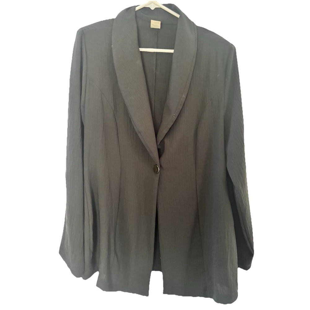 Gibiu Long Black Jacket Womens XL Single‎ Button Light Weight Casual Or Office